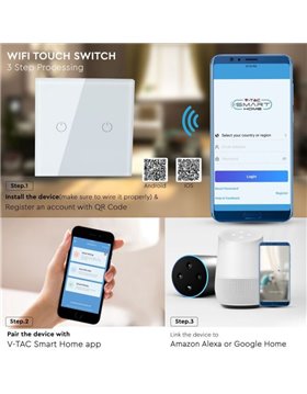 Bianco con 2 Tasti Smart Interruttore Touch Wi-Fi
